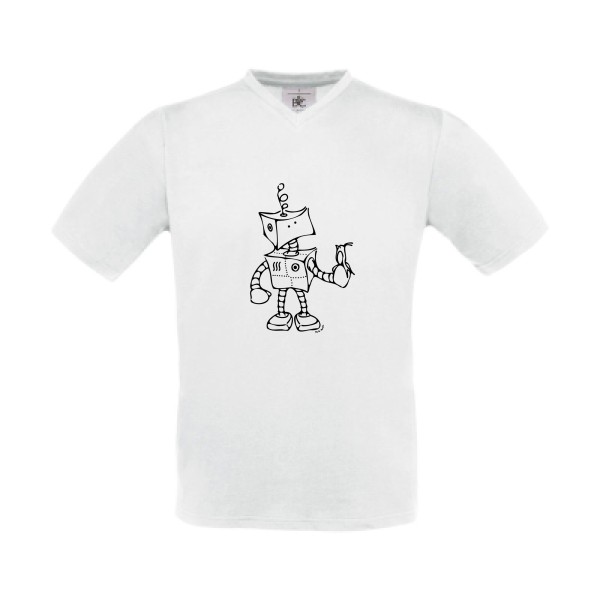 Robot & Bird - modèle B&C - Exact V-Neck - geek humour - thème tee shirt et sweat geek -
