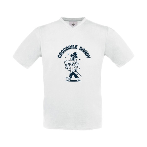 Crocodile dandy - T-shirt Col V rigolo Homme - modèle B&C - Exact V-Neck -thème cinema et parodie -