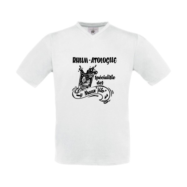 Rhum-atologue - B&C - Exact V-Neck Homme - T-shirt Col V musique - thème humour et alcool -