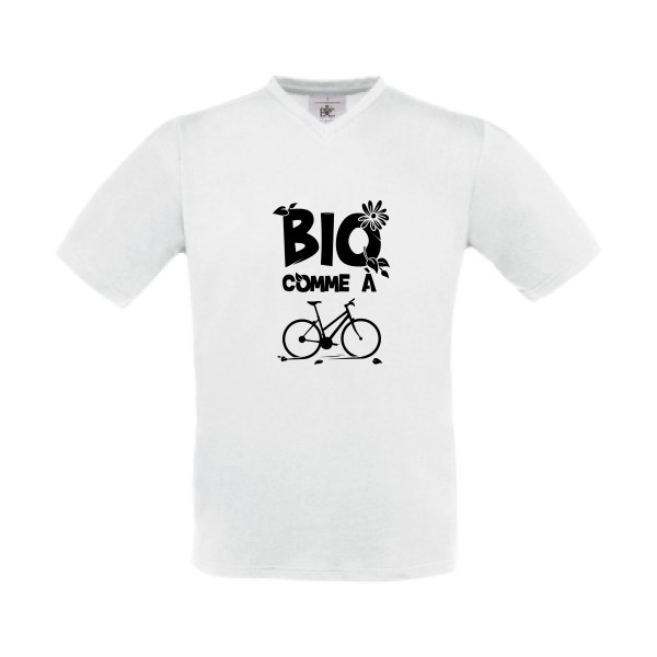 Bio comme un vélo - T-shirt Col V ecolo humour - Thème tee shirts et sweats ecolo pour  Homme -