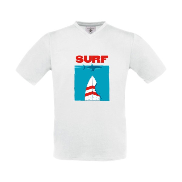 SURF -T-shirt Col V sympa  Homme -B&C - Exact V-Neck -thème  surf -