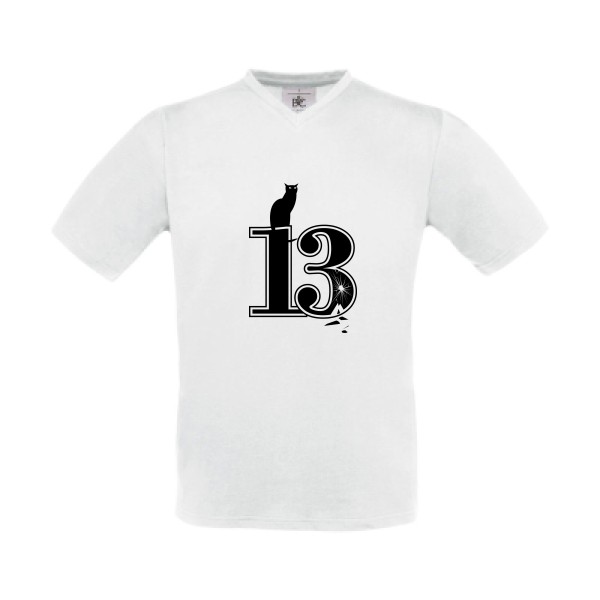 Superstition -T-shirt Col V rock Homme  -B&C - Exact V-Neck -Thème humour et musique rock -