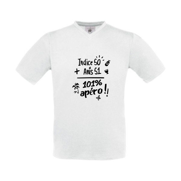 T-shirt Col V - B&C - Exact V-Neck - 101 pourcent apéro !!