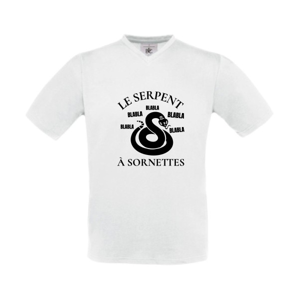 Serpent à Sornettes - T-shirt Col V rigolo Homme -B&C - Exact V-Neck -thème original et humour