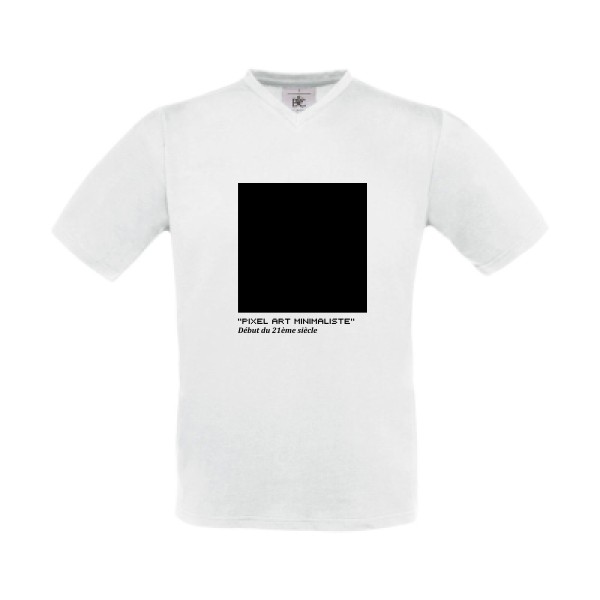 T-shirt Col V Homme original - Pixel art minimaliste -