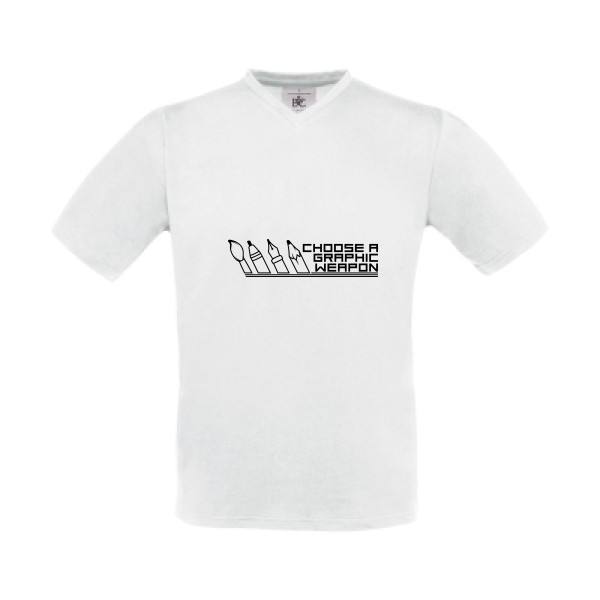 T-shirt Col V original Homme  - Weapon Graphic - 