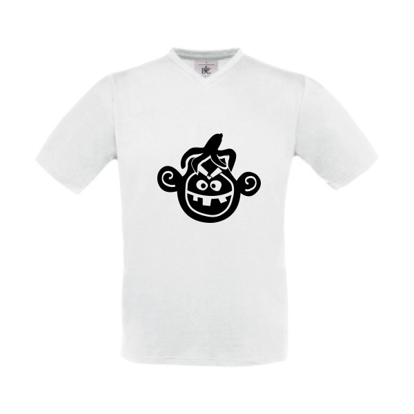 T-shirt Col V Homme original - Monkey - rueduteeshirt.com