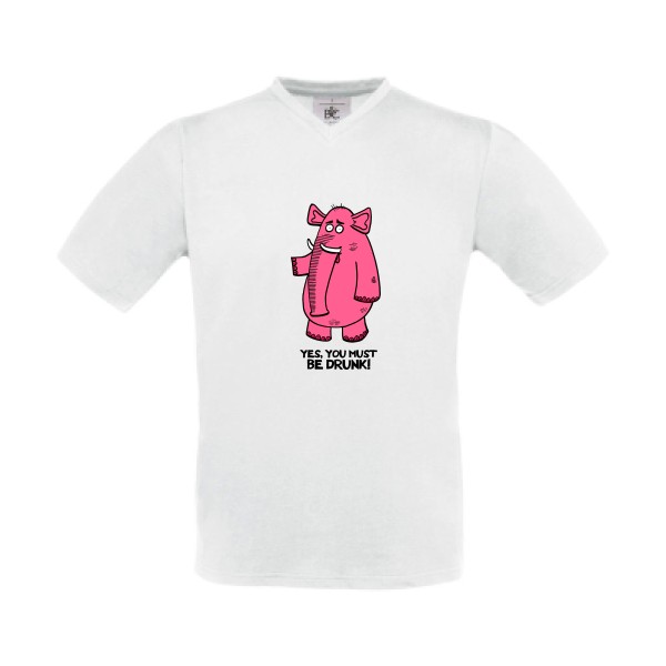 T-shirt Col V original  Homme - Pink elephant -