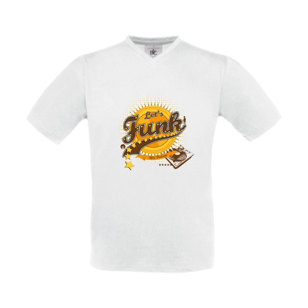 Let's funk - T-shirt Col V vintage  - modèle B&C - Exact V-Neck -thème rétro et funky -