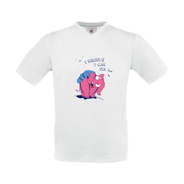 Just believe you can fly  - T-shirt Col V elephant -B&C - Exact V-Neck