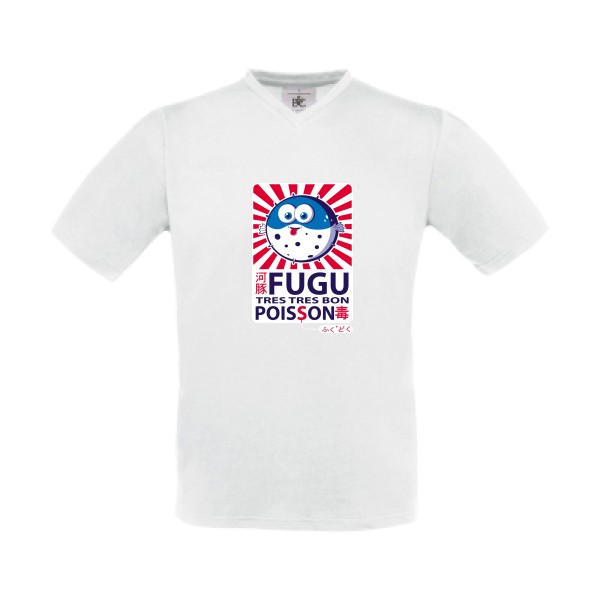 Fugu - T-shirt Col V trés marrant Homme - modèle B&C - Exact V-Neck -thème burlesque -