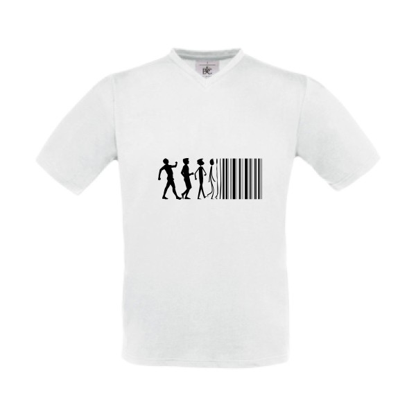 code barre - T-shirt Col V Geek pour Homme - modèle B&C - Exact V-Neck - thème geek et gamer -