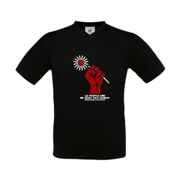Resistance Pacifiste - T-shirt Col V original Homme  -B&C - Exact V-Neck - Thème peace and love -