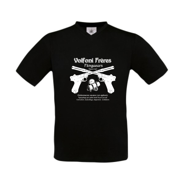 Volfoni Frère -T-shirt Col V  Homme  vintage -B&C - Exact V-Neck -thème  rétro et vintage - 