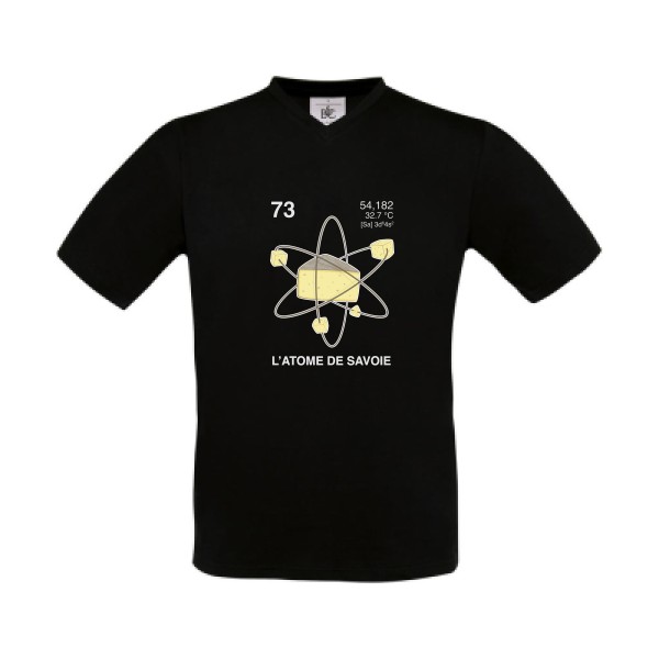 L'Atome de Savoie. - T-shirt Col V humoristique pour Homme -modèle B&C - Exact V-Neck - thème montagne -