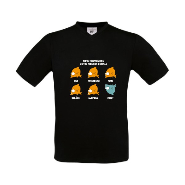 Mieux comprendre votre poisson bubulle -T-shirt Col V drôle Homme -B&C - Exact V-Neck -thème humour -
