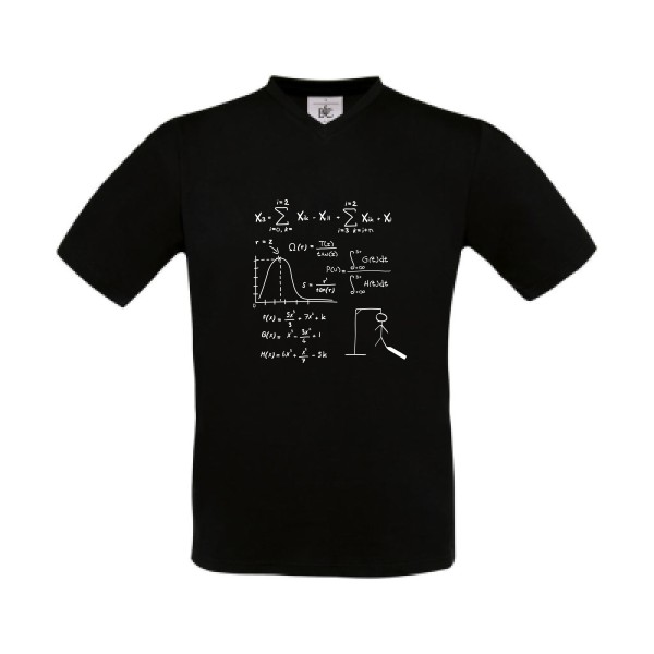 Mathhhh - T-shirt Col V drôle Homme - modèle B&C - Exact V-Neck -thème humour et math -
