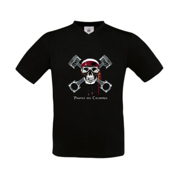 Pirates des Calamines - T-shirt Col V original Homme  -B&C - Exact V-Neck - Thème parodie cinema -