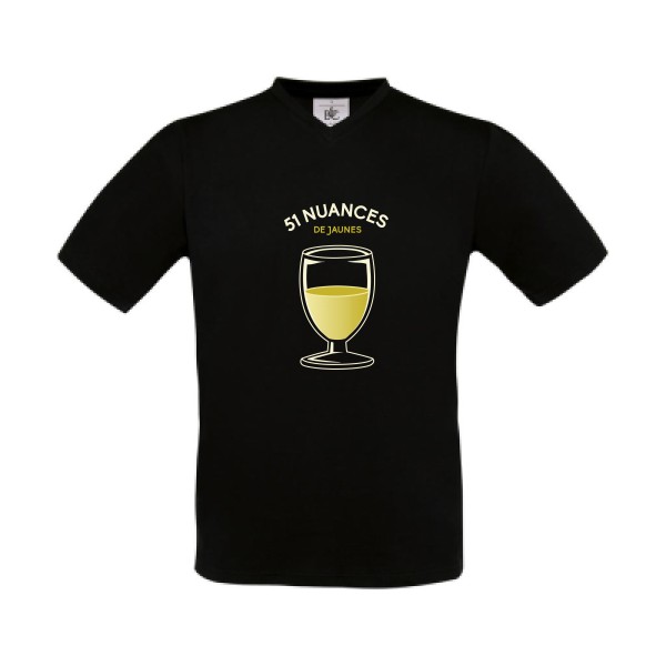 51 nuances de jaunes -  T-shirt Col V Homme - B&C - Exact V-Neck - thème t-shirt  humour alcool  -