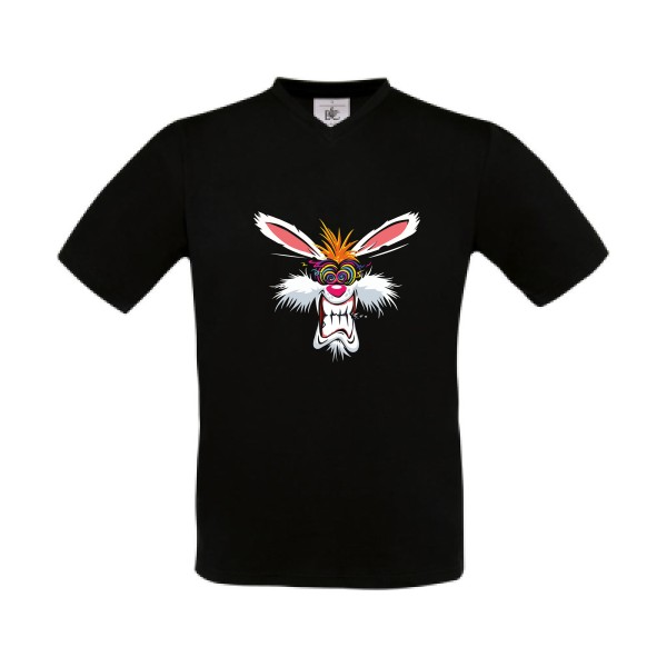 Rabbit  - Tee shirt humoristique Homme - modèle B&C - Exact V-Neck - thème graphique -