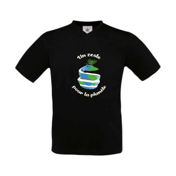 Un p'tit zeste... -T-shirt Col V ecolo original - Homme -B&C - Exact V-Neck -thème  ecologie - 