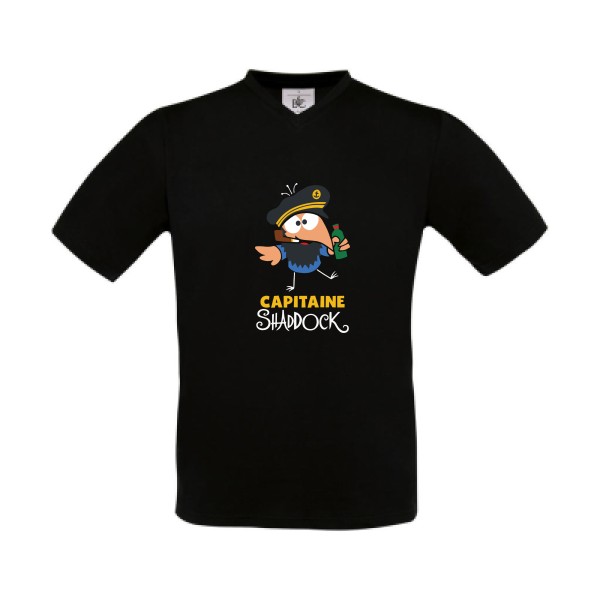 Capitaine Shaddock  - T-shirt Col V cocasse pour Homme -modèle B&C - Exact V-Neck - thème humour et parodie- 