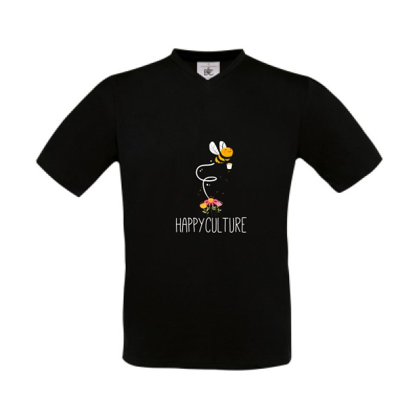 happy-  T shirt humoristique - Modèle T-shirt Col V de chez B&C - Exact V-Neck