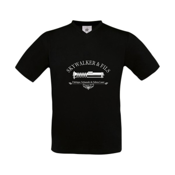 Skywalker & Fils - T-shirt Col V Geek pour Homme -modèle B&C - Exact V-Neck - thème star wars -