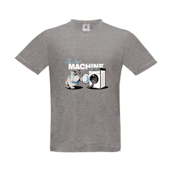 t shirt parodie marque-Le Chat Machine-B&C - Exact V-Neck-Homme