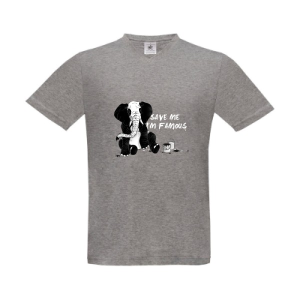 pandaléphant- T-shirt Col V imprimé original -B&C - Exact V-Neck