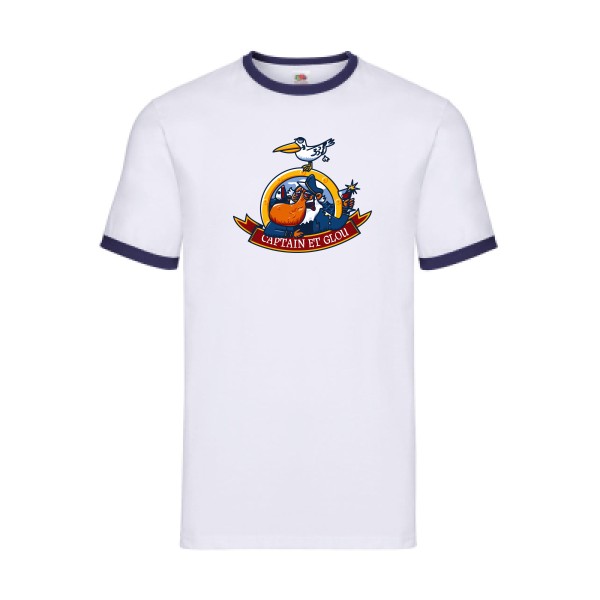 Captain et glou- Tee shirt marin humour -Fruit of the loom - Ringer Tee