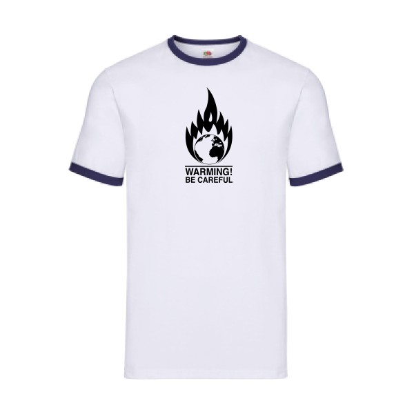 Global Warning - T-shirt ringer Homme imprimé- Fruit of the loom - Ringer Tee - thème design imprimé -