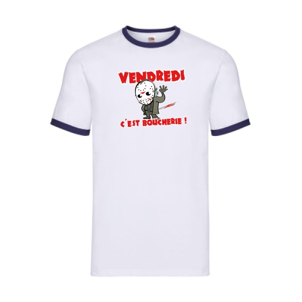 T-shirt ringer Homme original - VENDREDI C'EST BOUCHERIE ! - 