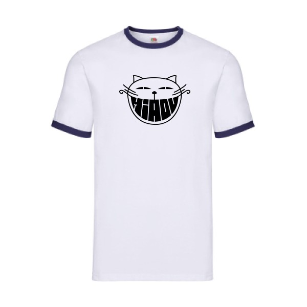 The smiling cat - T-shirt ringer chat -Homme-Fruit of the loom - Ringer Tee - thème humour et bd -