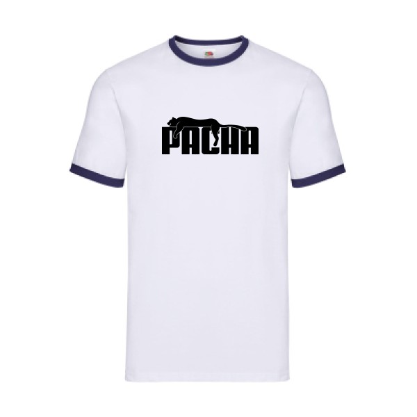 Pacha - T-shirt ringer parodie humour Homme - modèle Fruit of the loom - Ringer Tee -thème humour et parodie -