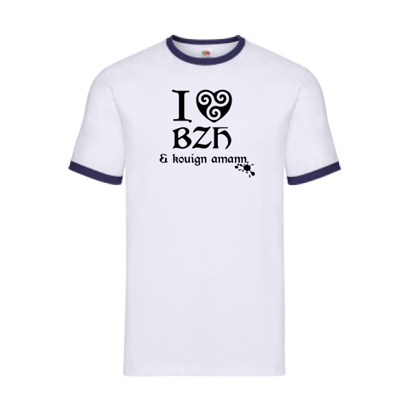 Love BZH & kouign-Tee shirt breton - Fruit of the loom - Ringer Tee
