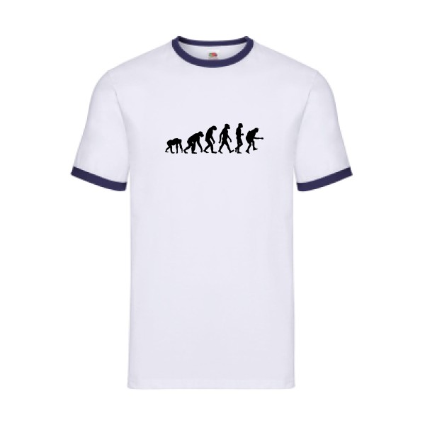 Rock Evolution - T shirt original Homme - modèle Fruit of the loom - Ringer Tee - thème rock et vintage -