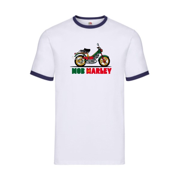 Mob Marley - T-shirt ringer reggae Homme - modèle Fruit of the loom - Ringer Tee -thème musique et bob marley -