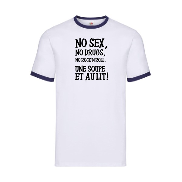 NO... - T-shirt ringer  rock - modèle Fruit of the loom - Ringer Tee -thème musique et rock'n'roll-