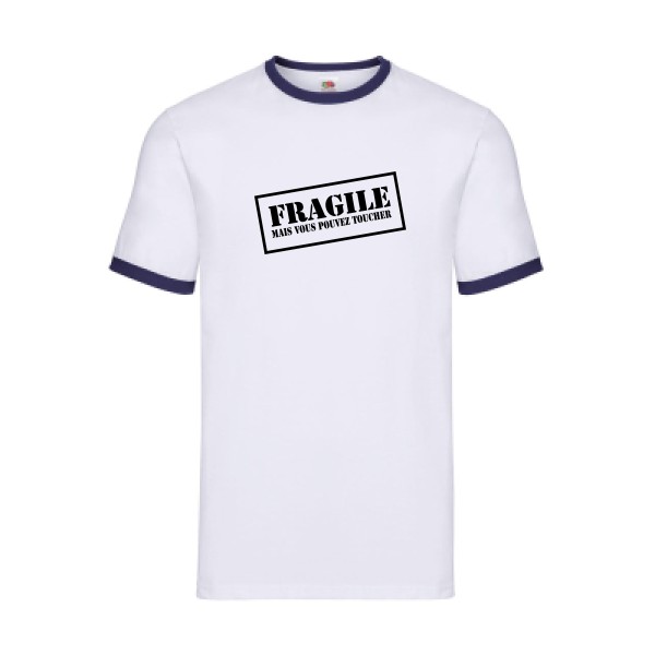 FRAGILE - T-shirt ringer original Homme - modèle Fruit of the loom - Ringer Tee -thème monde -