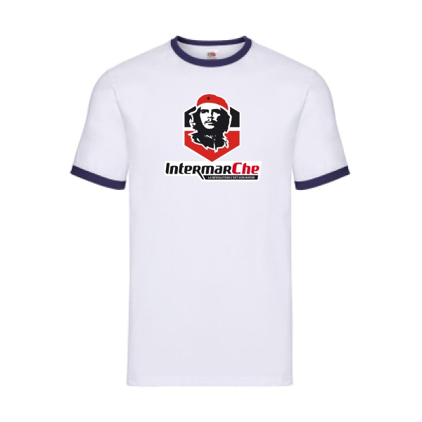IntermarCHE - T-shirt ringer detournement Homme - modèle Fruit of the loom - Ringer Tee -thème revolution et parodie -