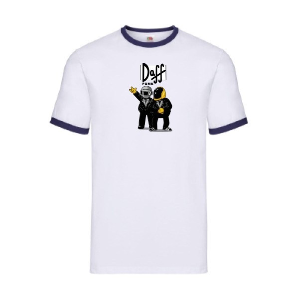Duff Punk - T-shirt ringer rétro Homme - modèle Fruit of the loom - Ringer Tee -thème dj et  vintage -