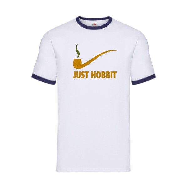 Just Hobbit - T-shirt ringer seigneur des anneaux Homme - modèle Fruit of the loom - Ringer Tee -thème cinema -