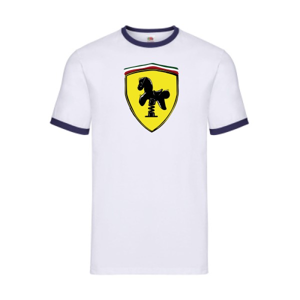 Ferrari -T-shirt ringer parodie pour Homme -Fruit of the loom - Ringer Tee - thème  automobile - 