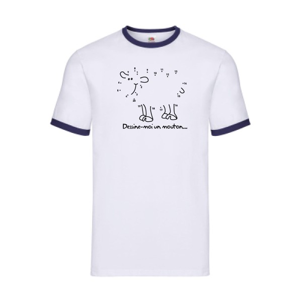 Dessine moi un mouton - T-shirt ringer amusant pour Homme -modèle Fruit of the loom - Ringer Tee - thème humour et culture -