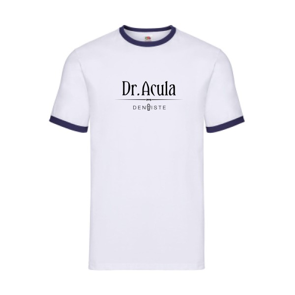 Dr.Acula - T-shirt ringer Homme original - Fruit of the loom - Ringer Tee - thème humour et jeux de mots -