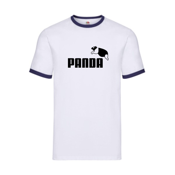 PANDA - T-shirt ringer parodie pour Homme -modèle Fruit of the loom - Ringer Tee - thème humour et parodie- 