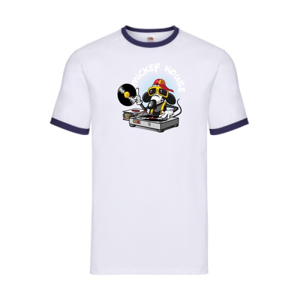 Mickey house v2 -T-shirt ringer mickey Homme  -Fruit of the loom - Ringer Tee -Thème parodie et musique -