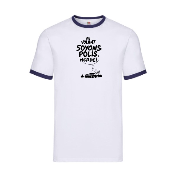 Soyons polis - T-shirt ringer automobile Homme  -Fruit of the loom - Ringer Tee - Thème automobile et société -