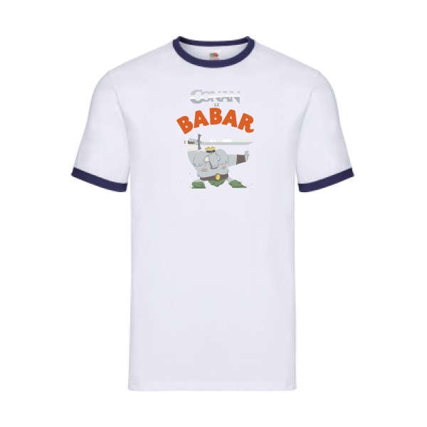 CONAN le BABAR -T-shirt ringer parodie  -Fruit of the loom - Ringer Tee - thème  cinema  et vintage - 
